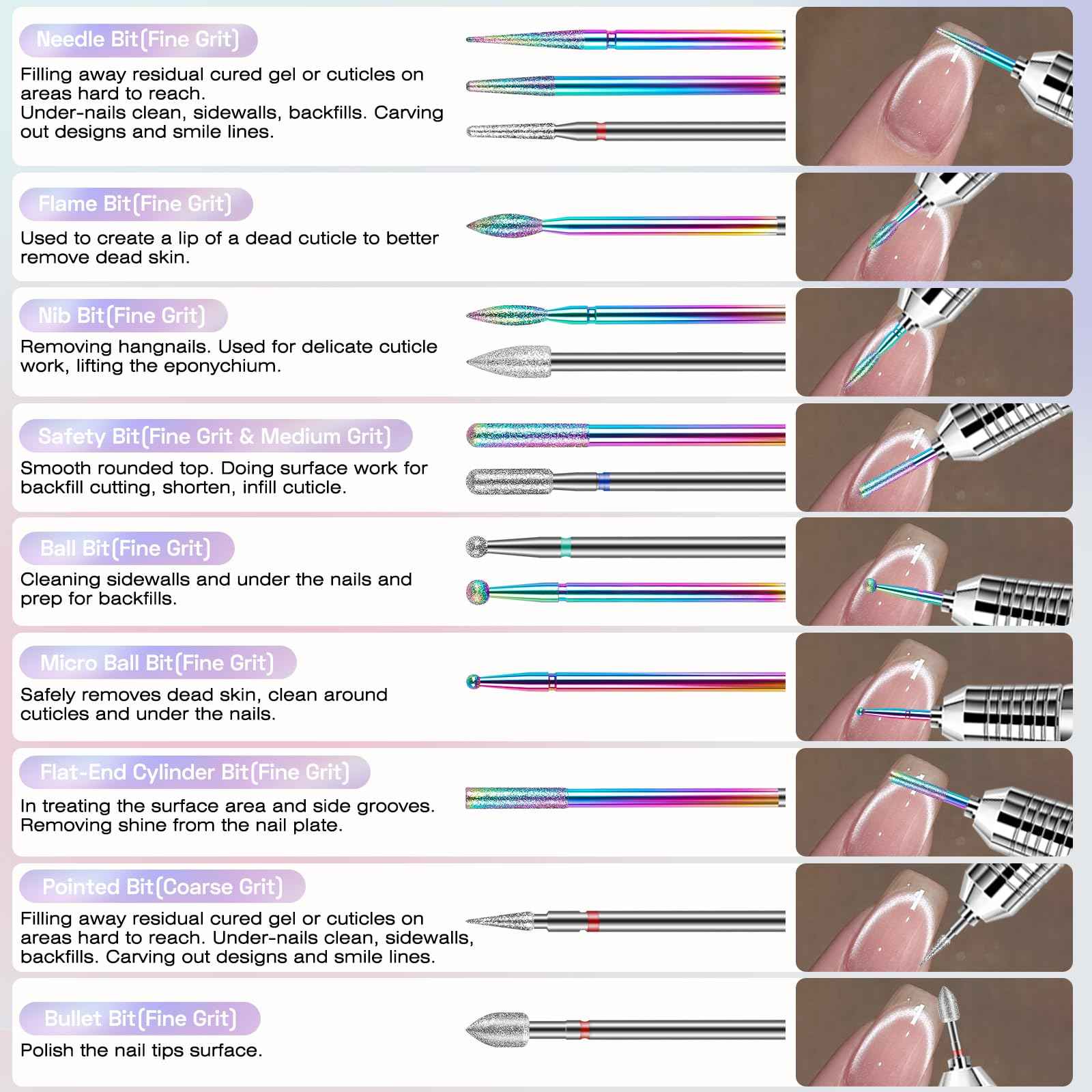 30PCS Nail Drill Bits Set with Holder Case, 3/32 Inch Professional Efile Cuticle Nail Bits for Nail Drill, Ceramic Diamond Carbide Drill Bits for Acrylic Gel Removal Polish Nail Tech (Purpe)