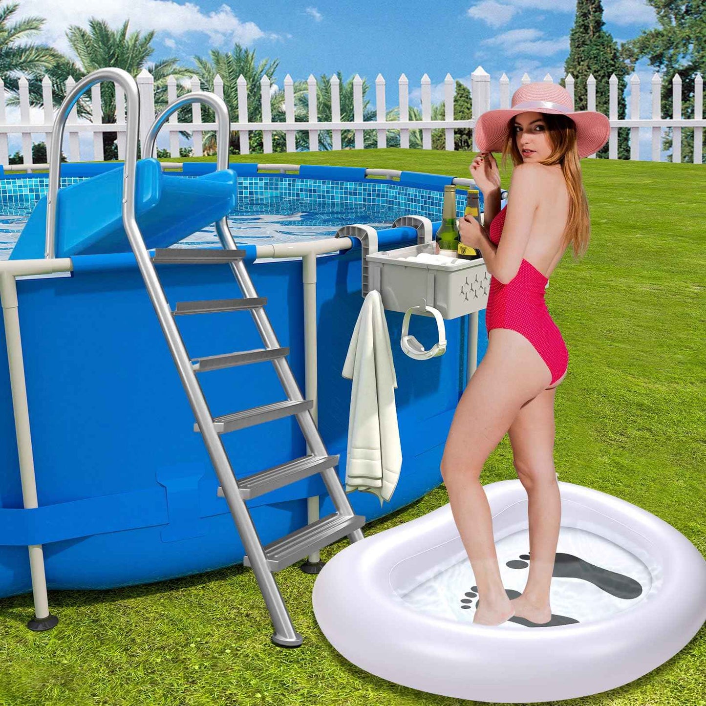 Inflatable Pool Foot Bath Basin, Folding Pool Foot Wash Basin Tub-Portable for Outdoor Backyard and Swimming Pools