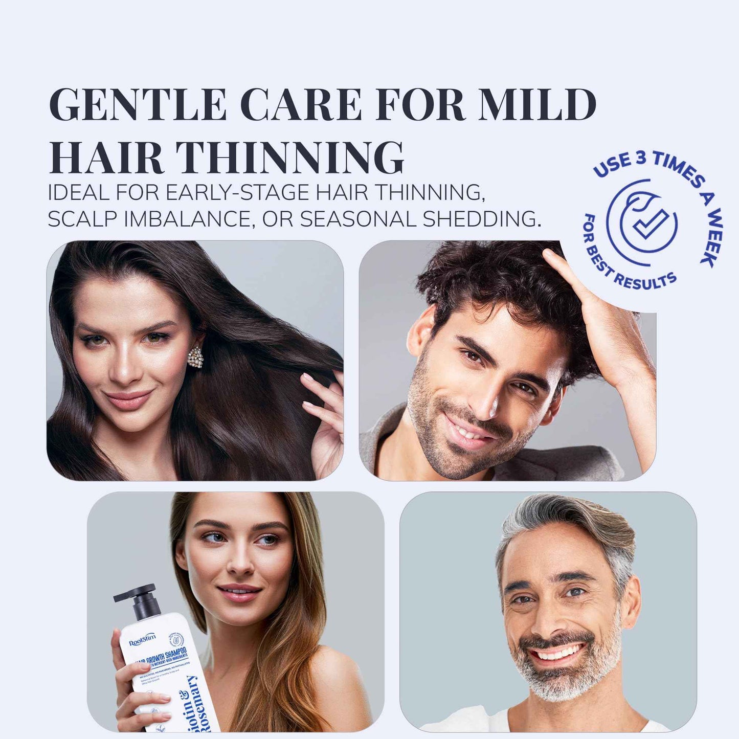 RootStim Biotin & Rosemary Shampoo for Hair Growth - Hair Loss Shampoo with Saw Palmetto Ginger Caffine Supports Thicker-Looking Hair Sulfate Free 10 fl oz Each, Pack of 2