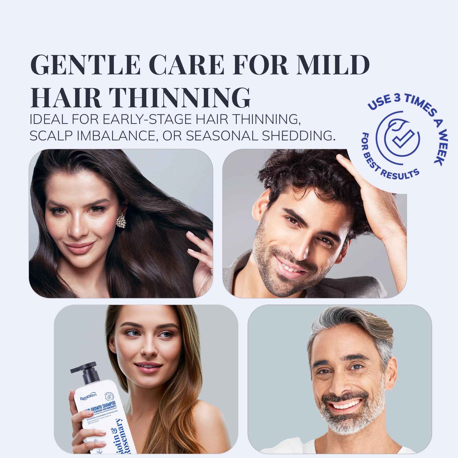 RootStim Biotin & Rosemary Shampoo for Hair Growth - Hair Loss Shampoo with Saw Palmetto Ginger Caffine Supports Thicker-Looking Hair Sulfate Free 10 fl oz Each, Pack of 2