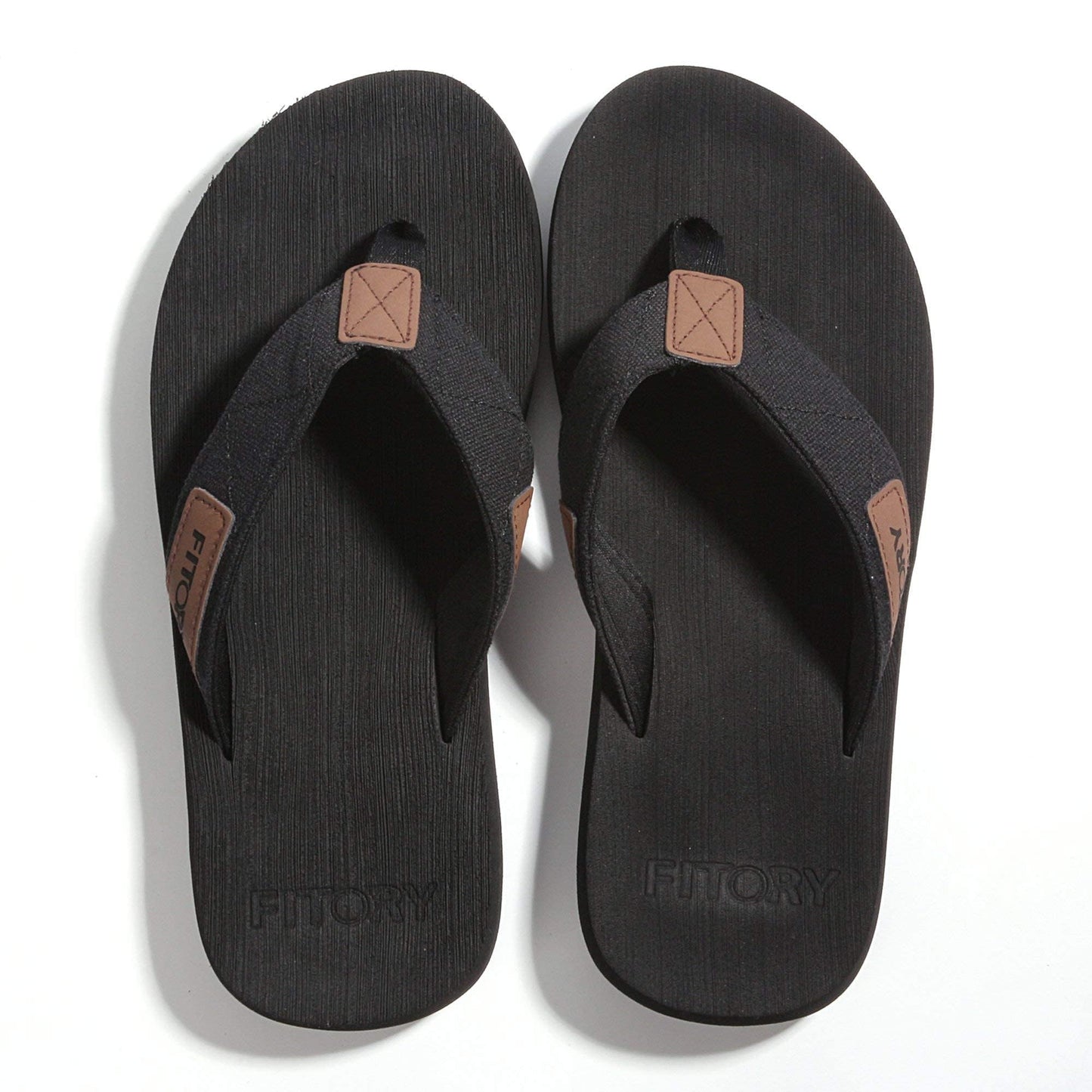 FITORY Men's Flip-Flops, Thongs Sandals Comfort Slippers for Beach Black Size 6