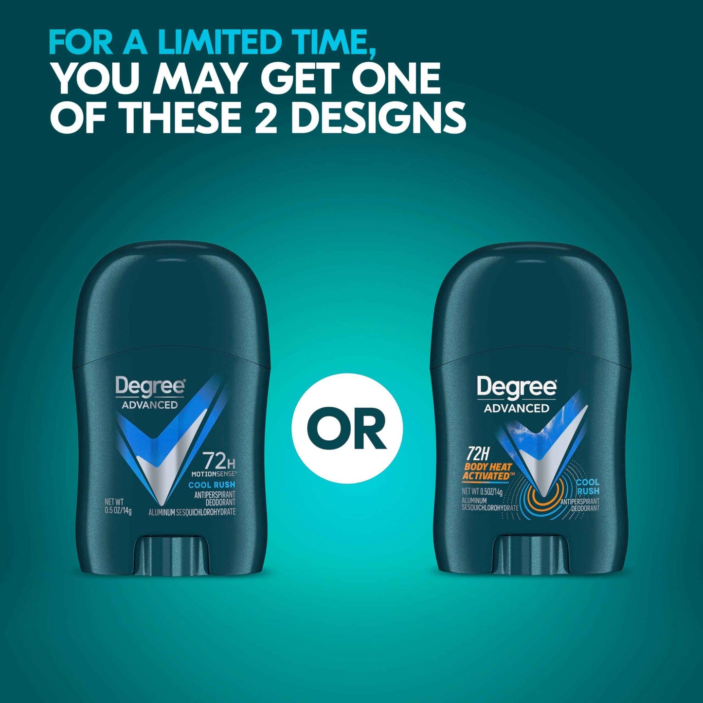 Degree Men Antiperspirant Deodorant Cool Rush Pack of 36 72-Hour Sweat & Odor Protection Antiperspirant For Men with Body Heat Activated Technology 0.5 oz