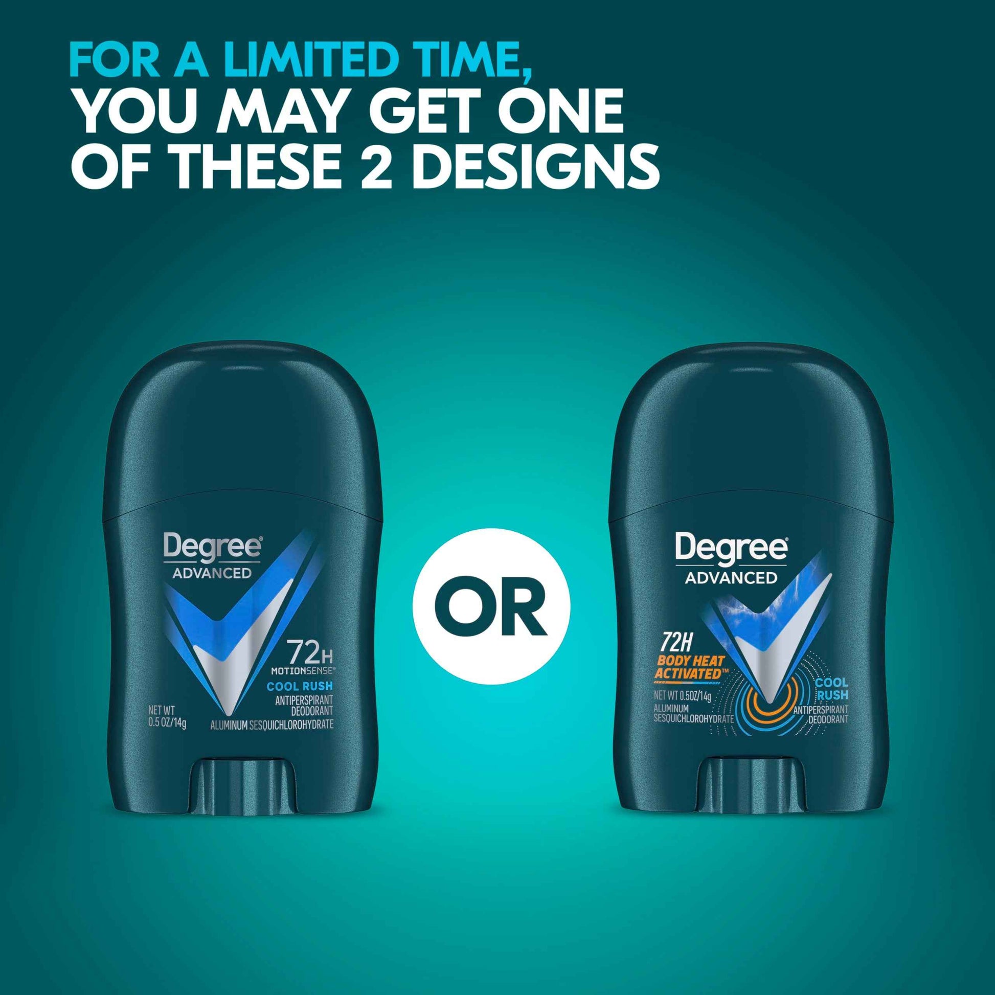 Degree Men Antiperspirant Deodorant Cool Rush Pack of 36 72-Hour Sweat & Odor Protection Antiperspirant For Men with Body Heat Activated Technology 0.5 oz