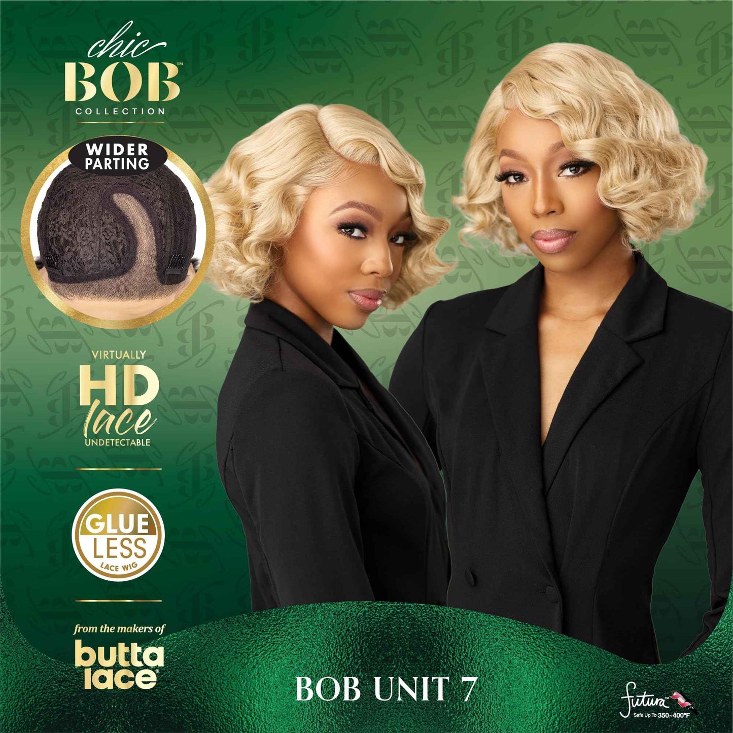 Sensationnel Chicbob Lace Frontwig - Bob Unit 7 Face Framing Glueless Wig Wide 5 Inch Deep Part Synthetic Preplucked Hairline (BALAYAGESUNKISSED)