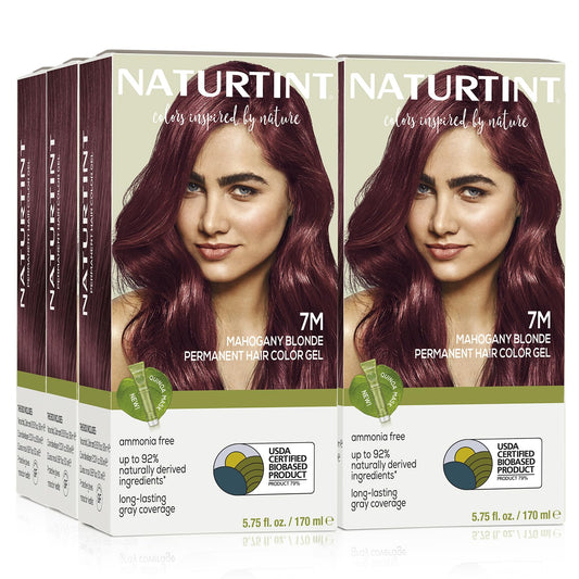 Naturtint Permanent Hair Color 7M Mahogany Blonde (Pack of 6), Ammonia Free, Vegan, Cruelty Free, up to 100% Gray Coverage, Long Lasting Results