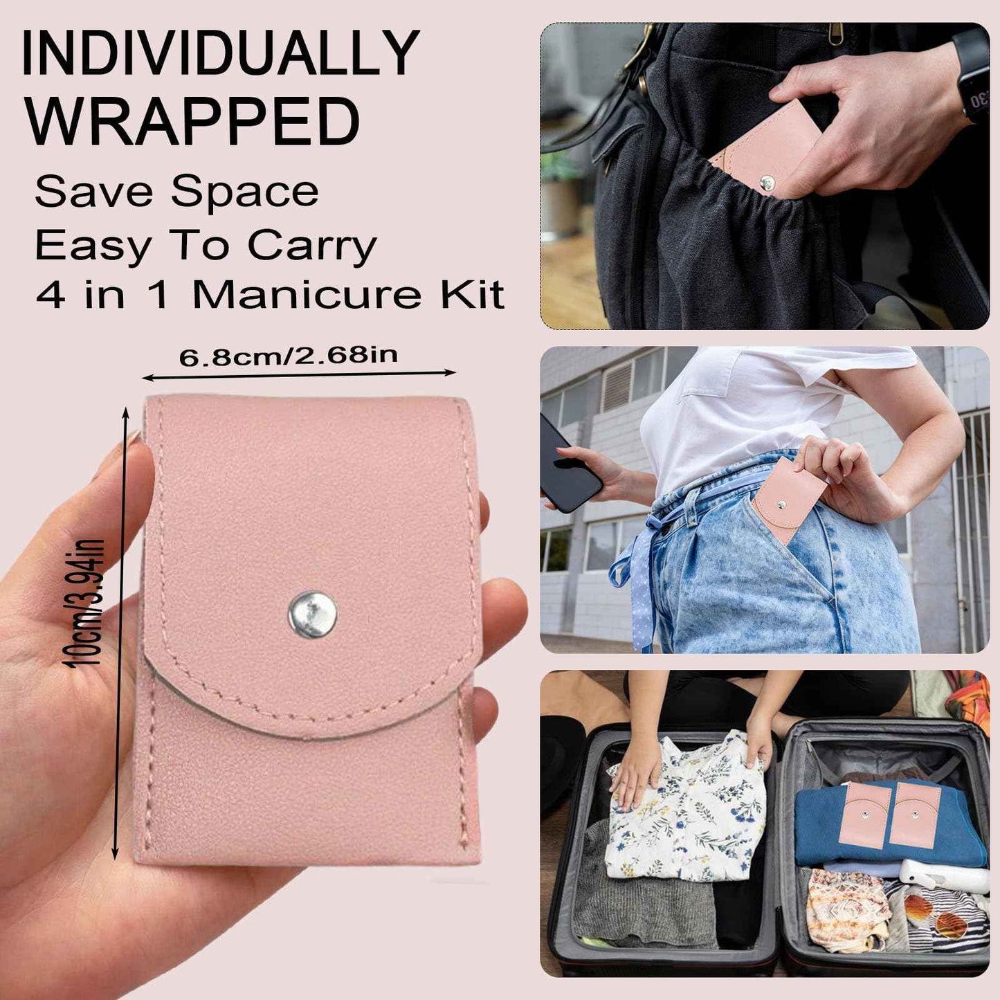 24 Sets Travel Manicure Set Professional Nail Clipper Kit Bulk,4 in 1 Adult Stainless Steel Travel Manicure Kit with Case Individually Wrapped Nail Clippers Bulk for Homeless,Hotel,Charity(4 Colors)