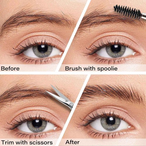 4-in-1 Eyebrow Grooming Set, Travel Brow Set, Japanese Blades Precision Eyebrow Razors W/Tweezer & Trimmer Scissor and Brow Brush, Professional Eyebrow Trimmers for Women, Travel Bag Included