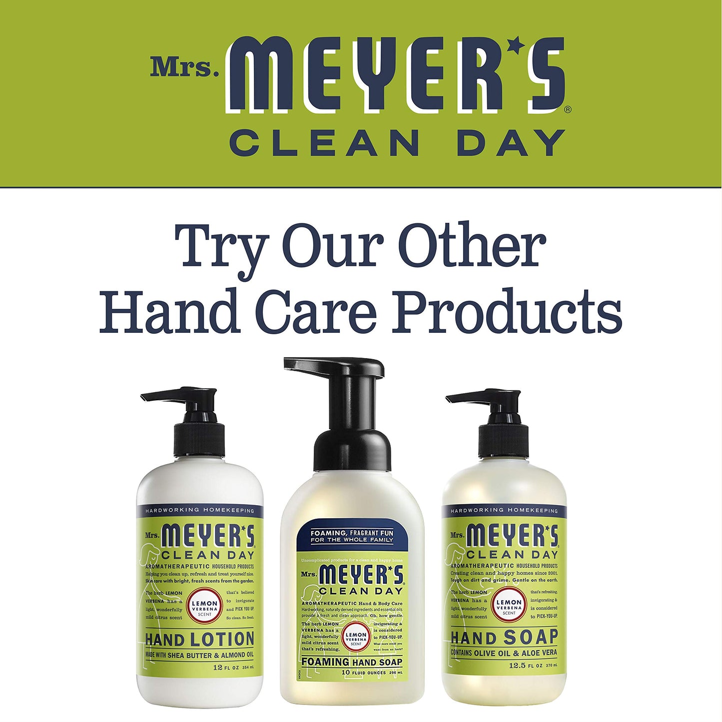 MRS. MEYER'S CLEAN DAY Foaming Hand Soap, Lemon Verbena 10 Fl Oz (Pack of 6)