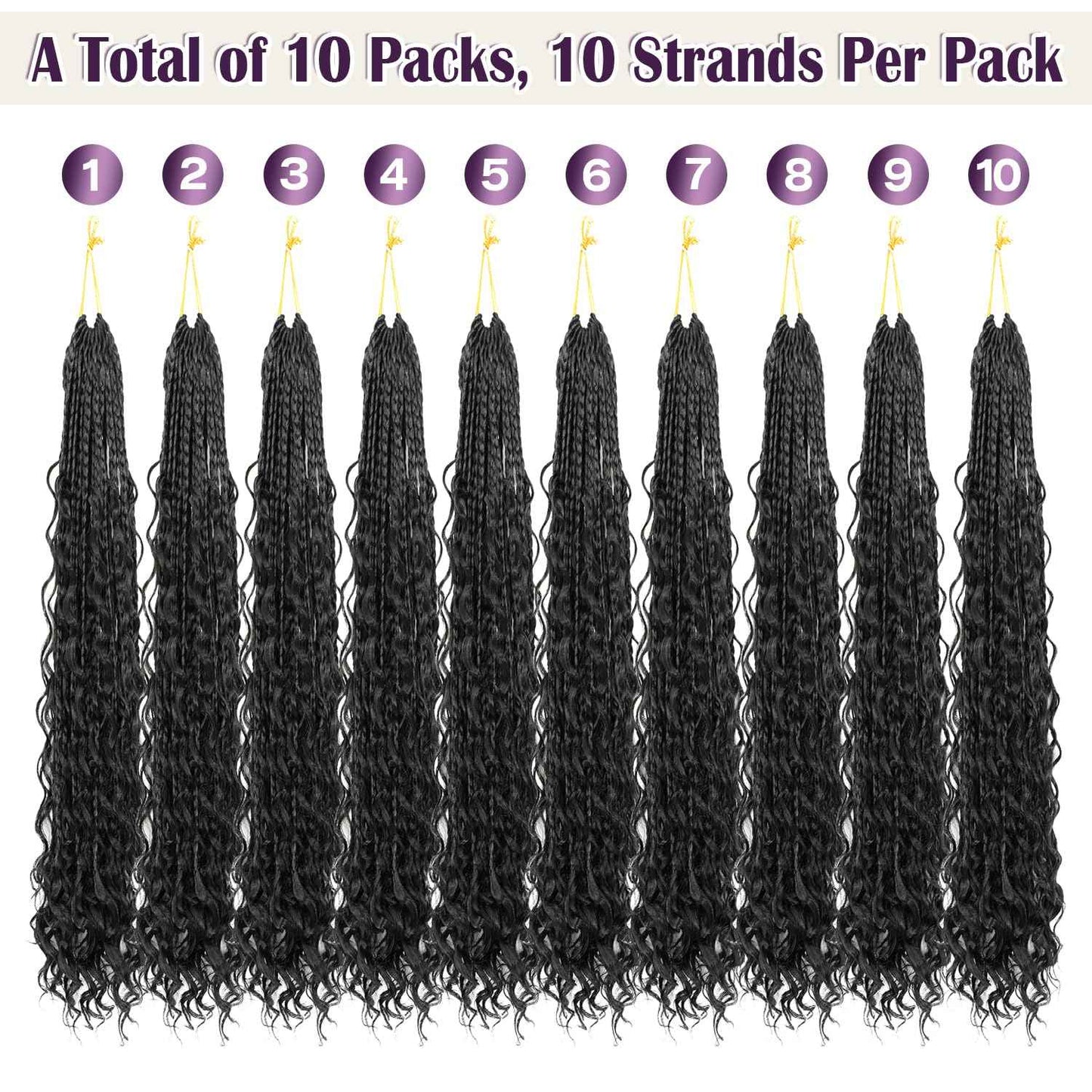 QQPIKHU 24 Inch Boho Crochet Braids Human Hair Mixed Synthetic Goddess Box Braids Crochet Hair Extensions Pre Looped Bohemian Goddess Braids Crochet Hair for Women (#30, 10 Packs)