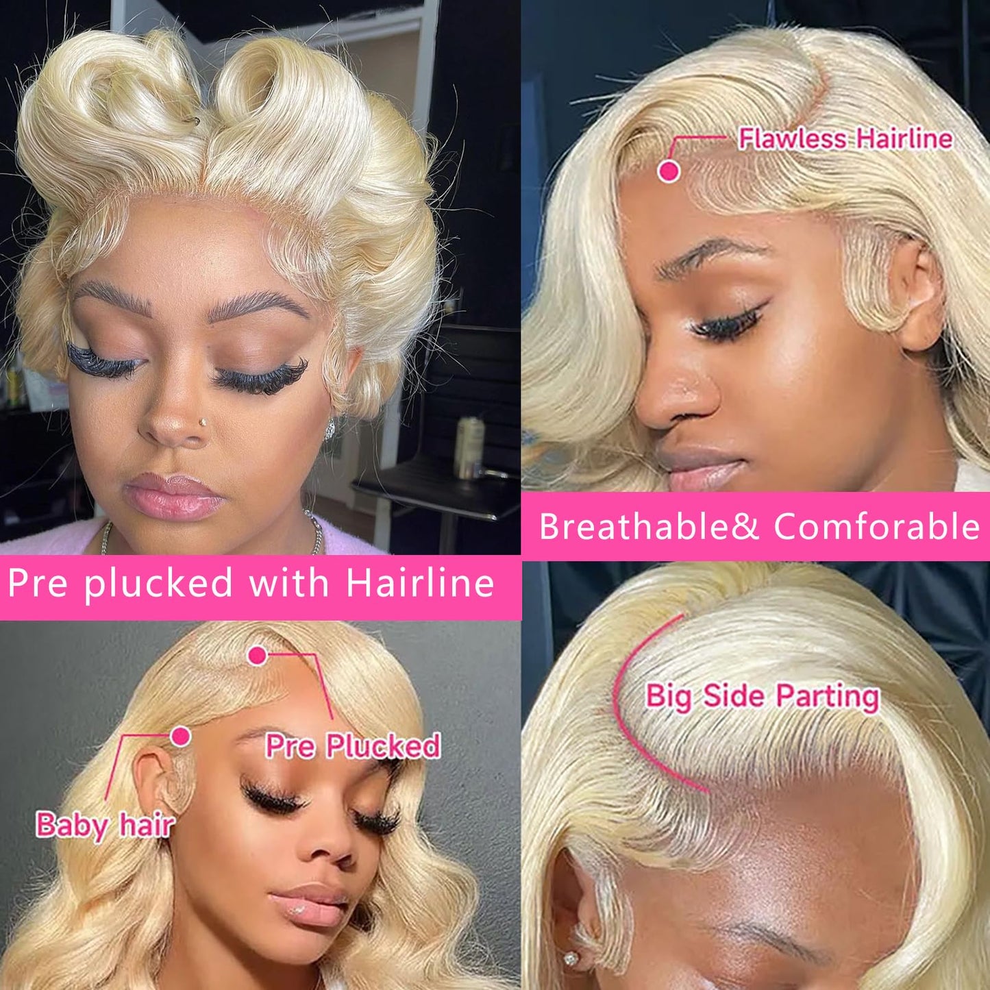 613 Lace Front Wig Human Hair Body Wave Lace Front Wigs Human Hair 13x4 HD Transparent Blonde Lace Front Wigs Human Hair Pre Plucked Guleless 613 Blonde Wig Human Hair 24 Inch 180% Density