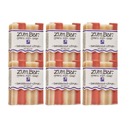 Indigo Wild Zum Goat's Milk Soap Bar - Bar Soap for Hands & Body Made with Essential Oils - 3 oz - Sandalwood-Citrus (6 Pack)