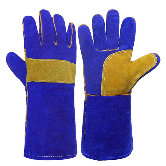 HANDLANDY Animal Handling Gloves, Falconry Handler Cat Gloves Bite Proof, Thorn Proof Rose Pruning Gardening Gloves (Royal blue, One size)