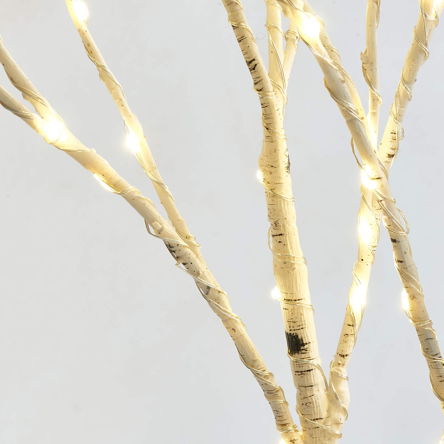 LITBLOOM Lighted White Birch Willow Branches with Timer Battery Operated Set of 2, Tree Branch with Warm White Lights for Holiday and Party Decoration 30IN 100 LED Waterproof