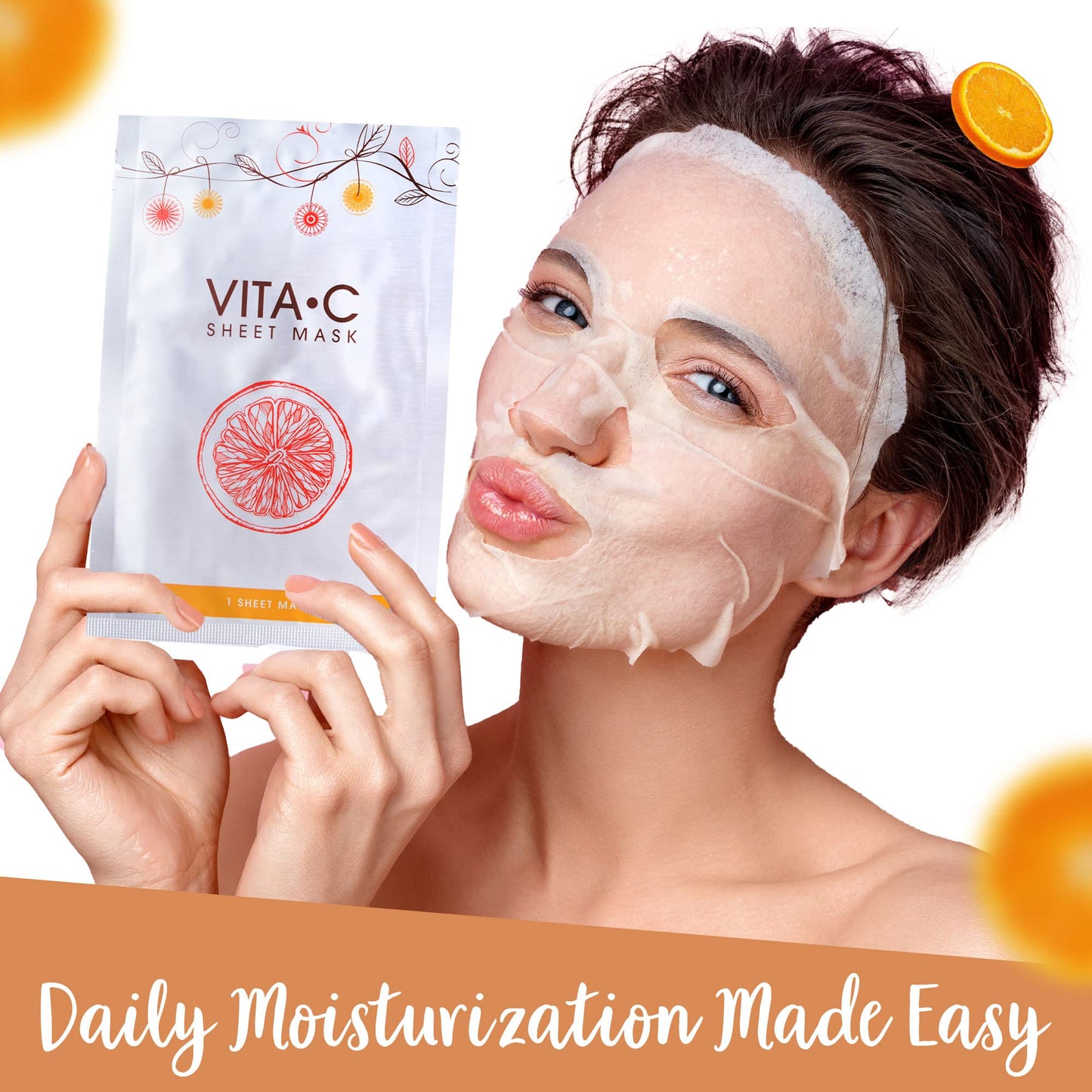 Vivo Per Lei Vitamin C Sheet Mask - Moisturizing Face Mask for Anti Aging - Hydrating Face Mask with Collagen - Vitamin C Mask from (1 Pack)