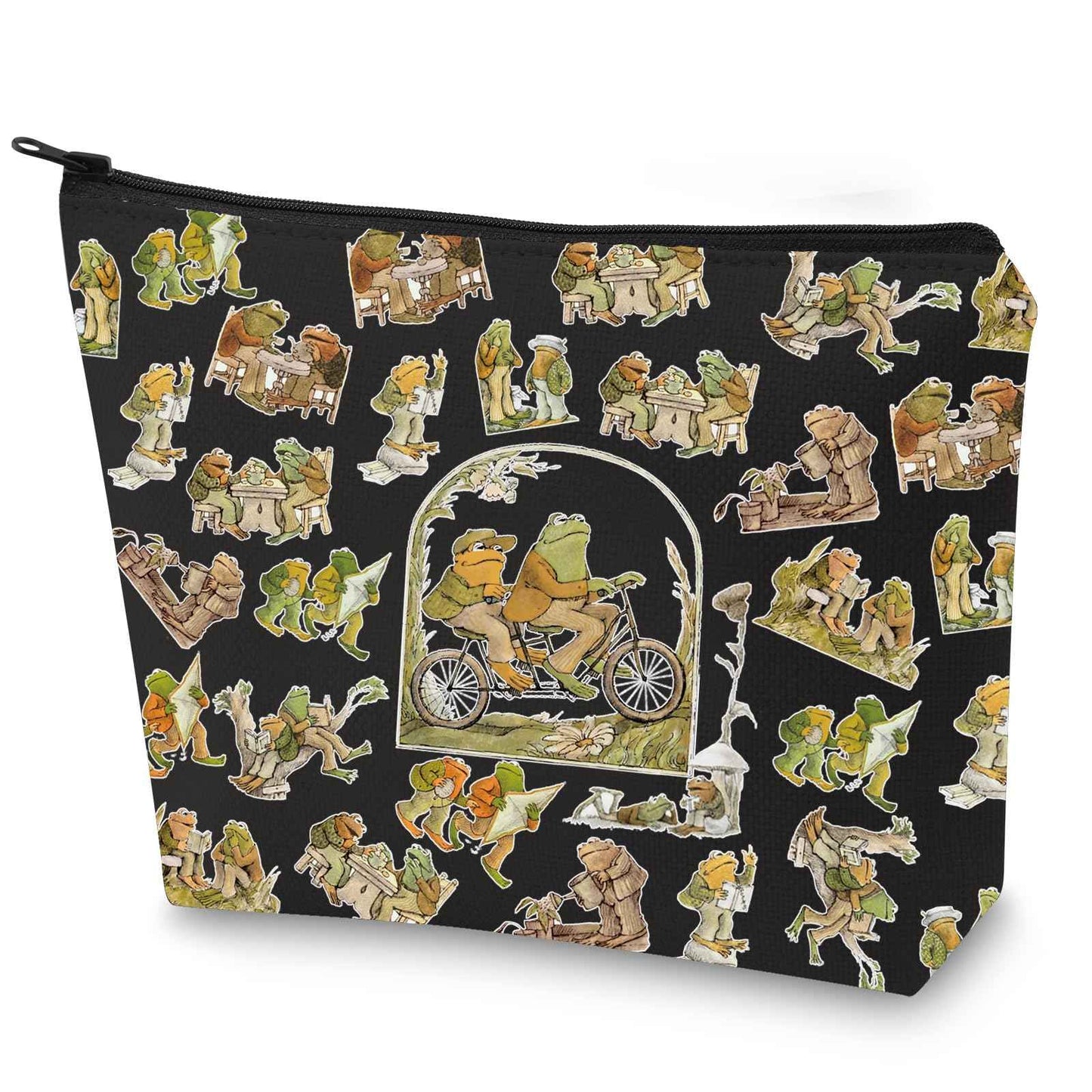 WZMPA Funny Frog Cosmetic Bag Frog Fans Gift Humor Frog Character Makeup Zipper Pouch Bag Frog Merchandise (Frog Bl)