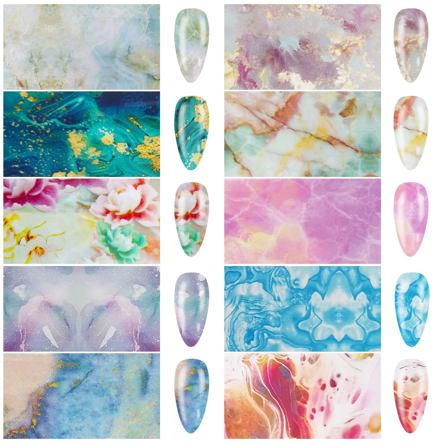 LoveOurHome 30 Sheet Nail Art Foils Flower Marble Holographic Trsnfer Nail Foil Sticker Decals Manicure Decoration Acrylic Tips Supplies for Crafts Nails Design