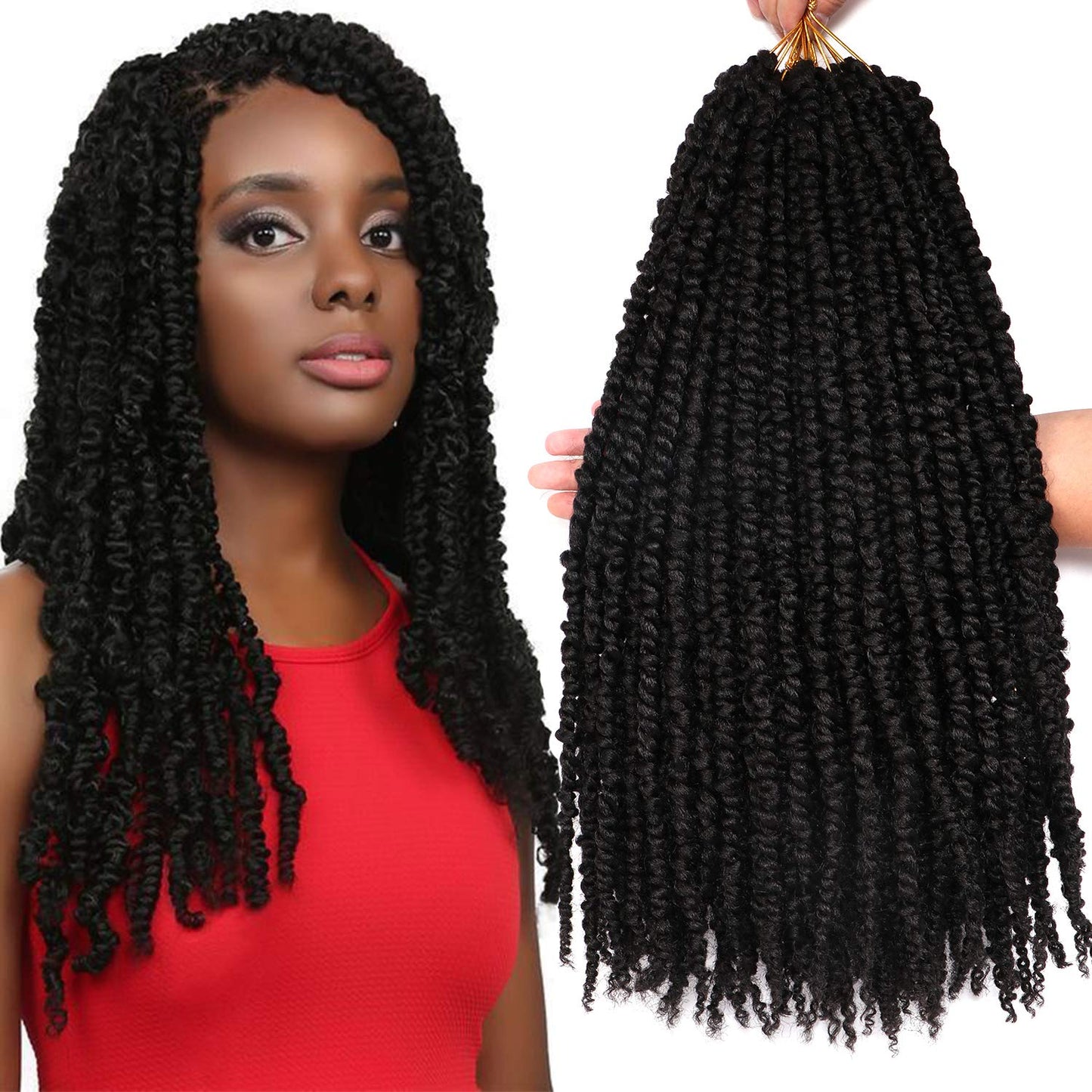 8 Packs Passion Twist Crochet Hair 20 Inch Prelooped Crochet Braids Pretwisted Spring Twist Crochet Hair for Black Women (20 Inch (Pack of 8), 1B#)