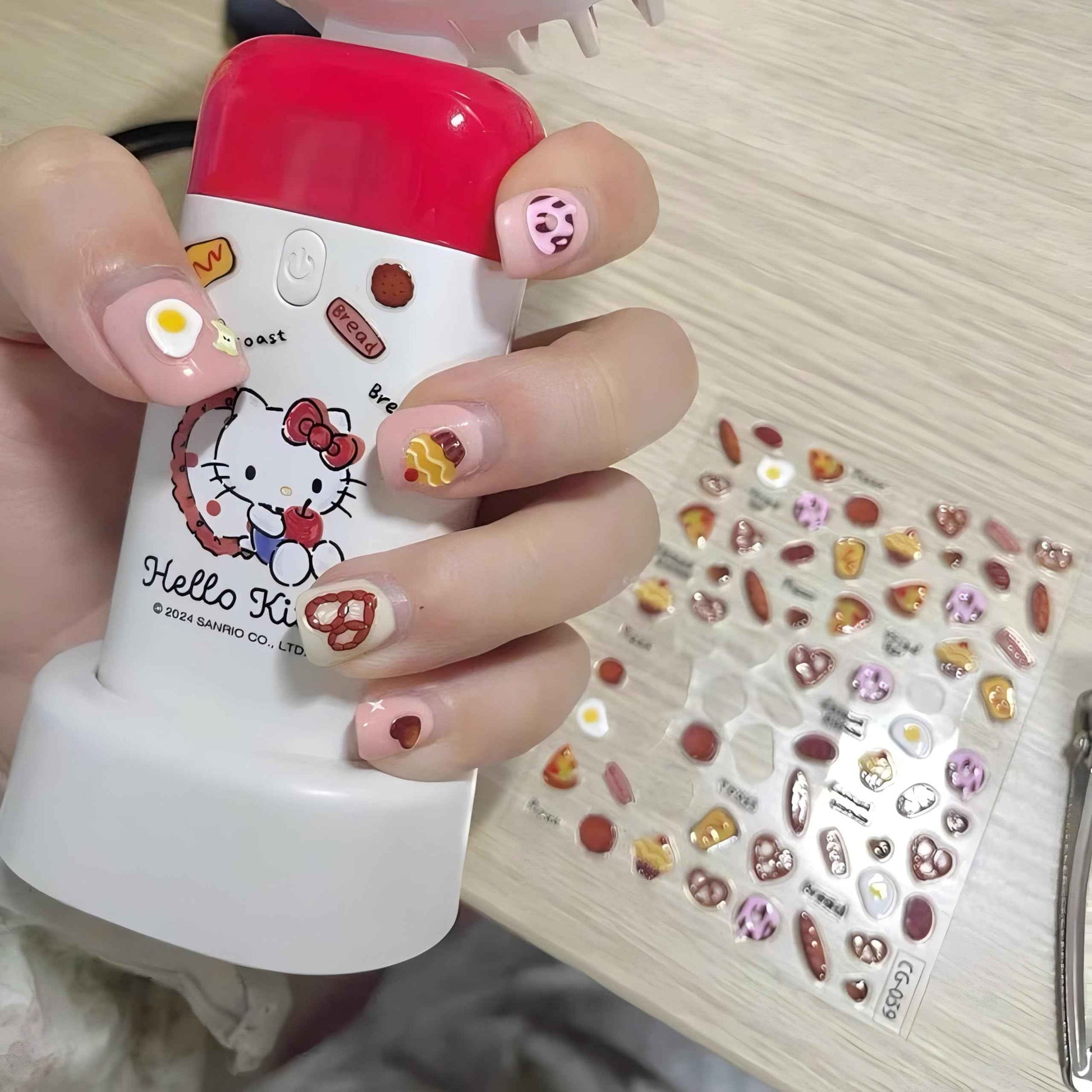 Dedyel Food Nail Art Stickers 3D Cake Dessert Donut Ice Cream Cookies Fruit Bread Self-Adhesive Nail Stickers for Women Girls Kids