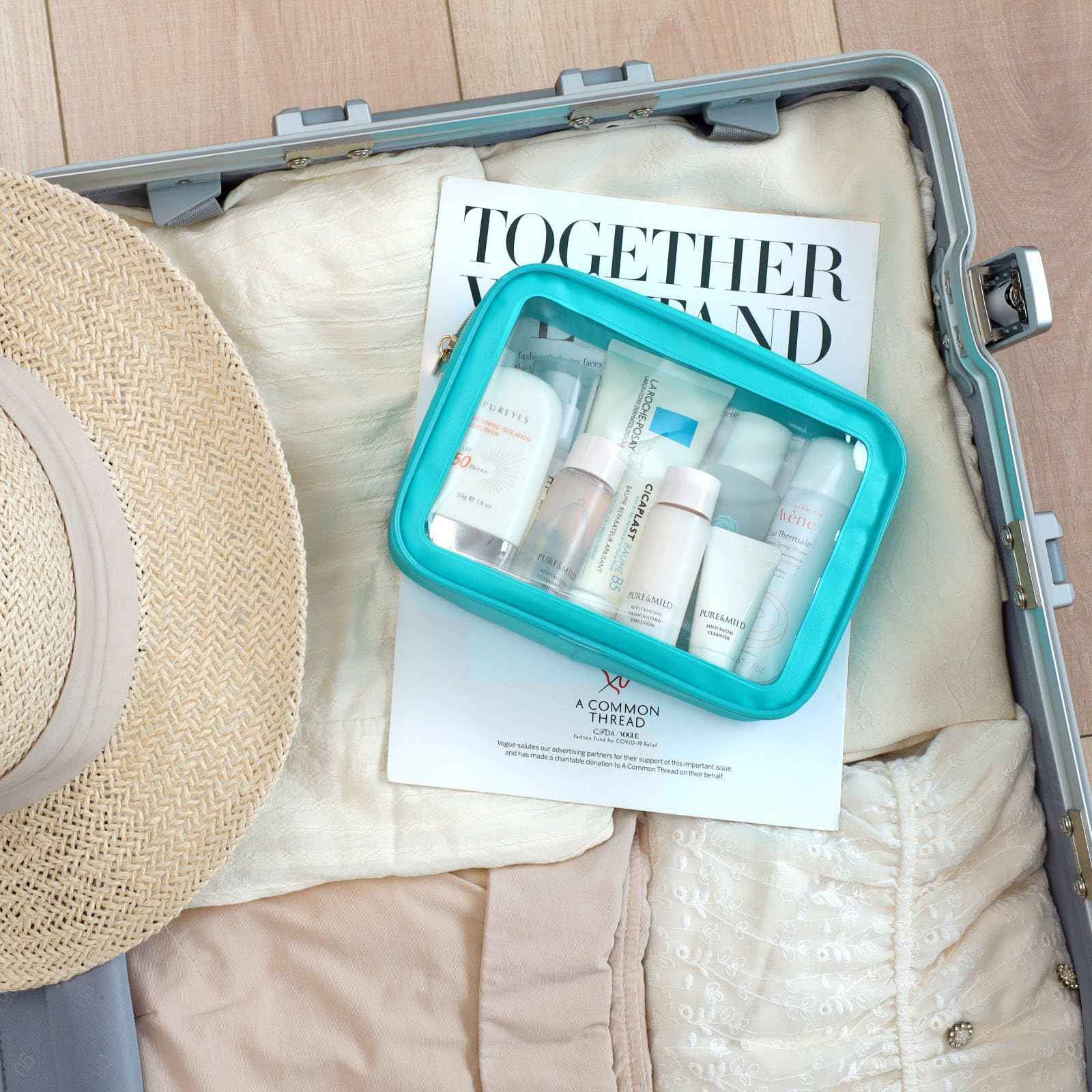 PACKISM Color-Edged Clear Makeup Bags in 2 Size, Bundle Sale