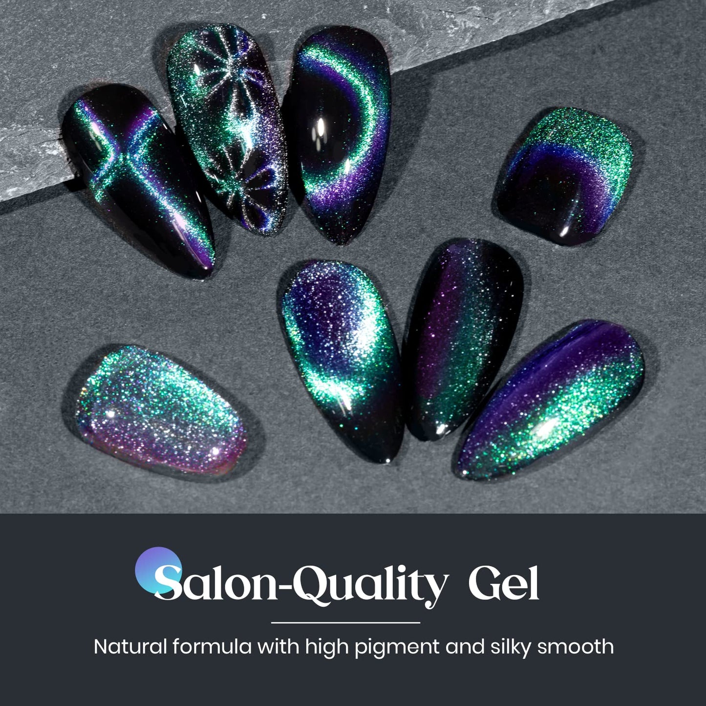 MIZHSE 9D Cat Eye Gel Nail Polish Magnetic Cat Eye Gel Nail Polish Magnetic Gel Nail Polish with Chameleon Magic Effect 10ml with 1 Magnet