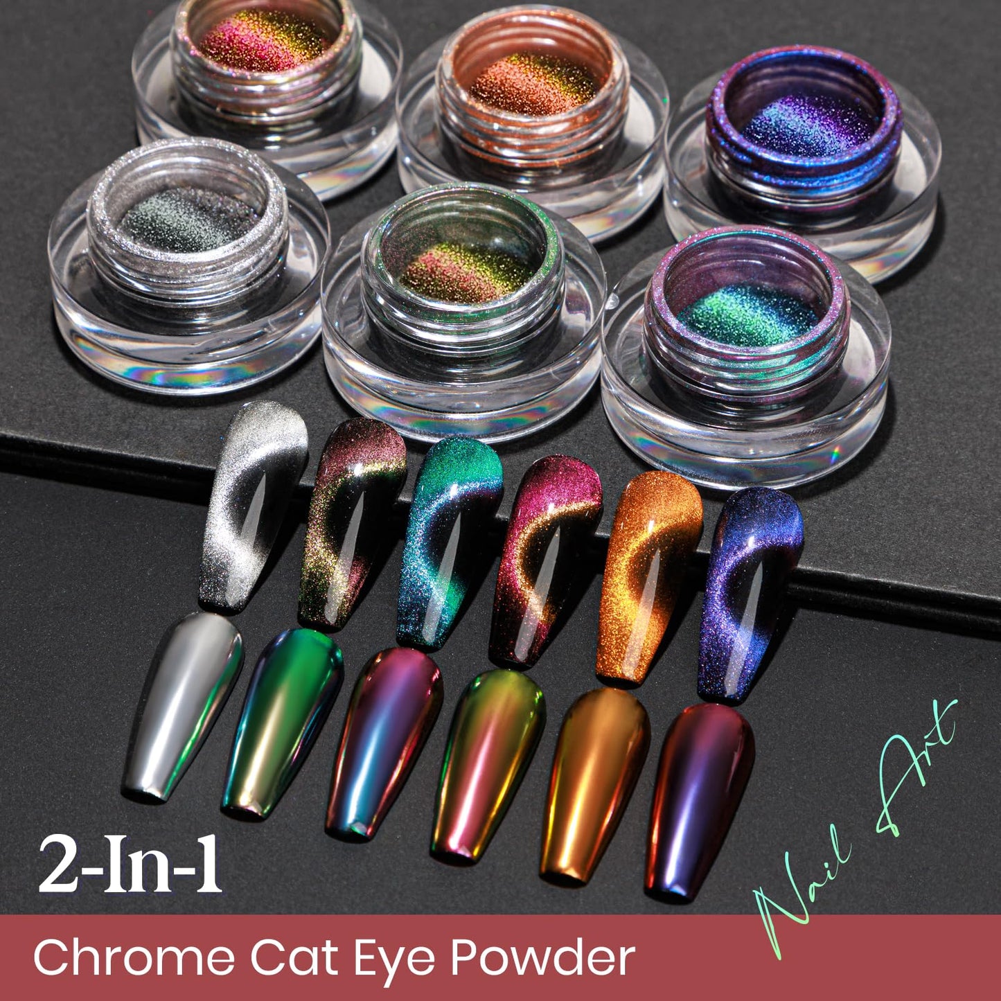 MIZHSE 9D Cat Eye Chrome Nail Powder Mirror Effect, Silver Magnetic Glitter Pigment Powder for Gel Nails Chameleon Cateye Magic Galaxy Nail Art Powder with Magnet