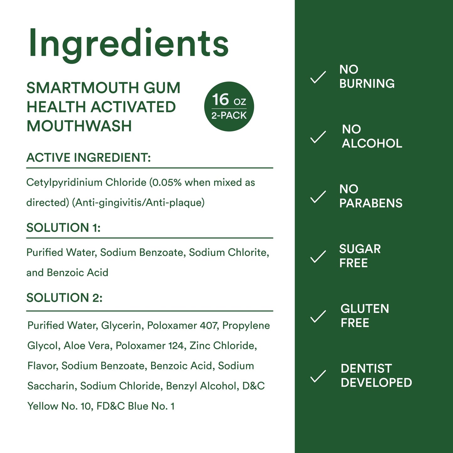 SmartMouth Gum Health Zinc Activated Breath Rinse 16oz, 2 Pack