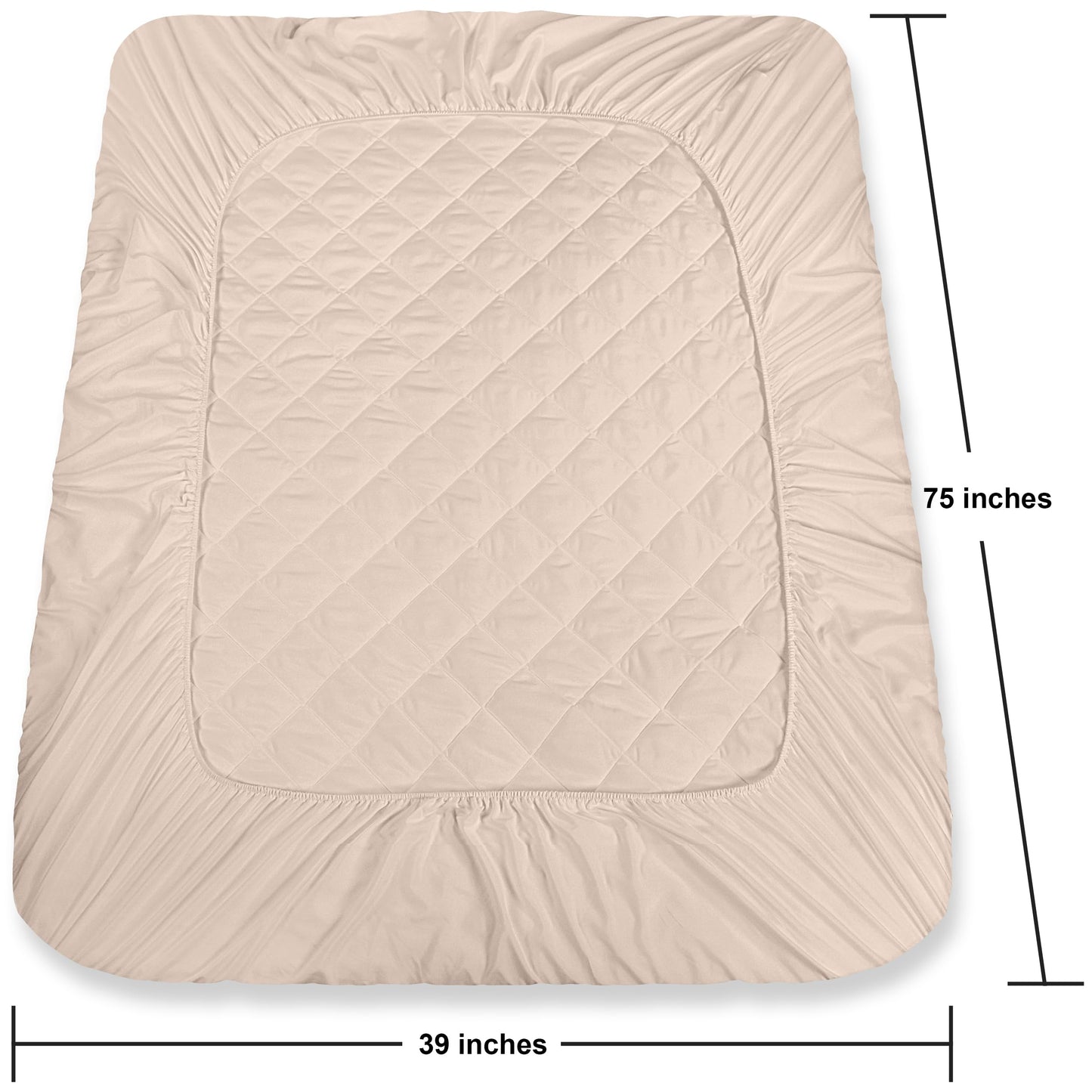 Utopia Bedding Quilted Fitted Mattress Pad (Twin, Beige) - Elastic Fitted Mattress Protector - Mattress Cover Stretches up to 16 Inches Deep - Machine Washable Mattress Topper