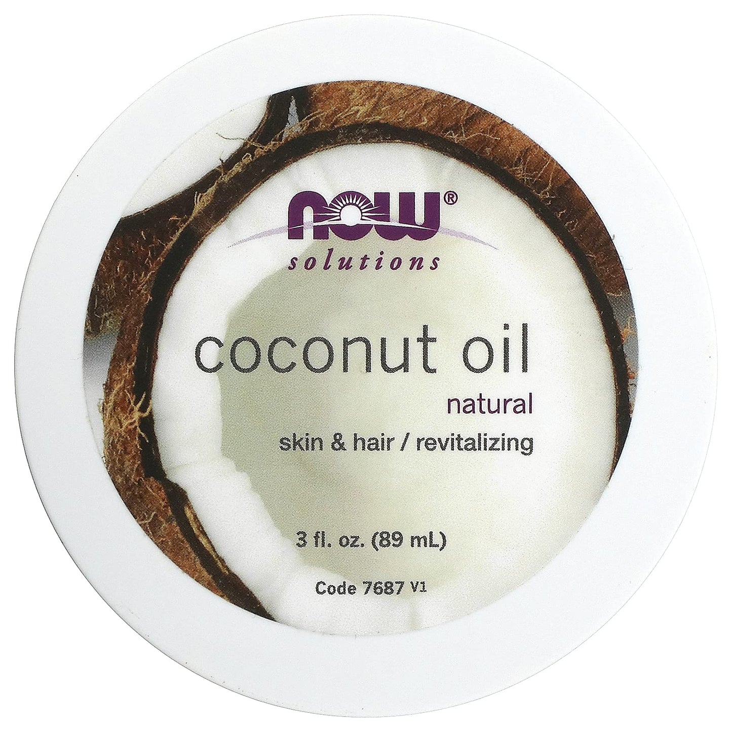 NOW Foods Solutions, Coconut Oil, Naturally Revitalizing For Skin and Hair, Conditioning Moisturizer, Convenient Travel Size, 3-Ounce