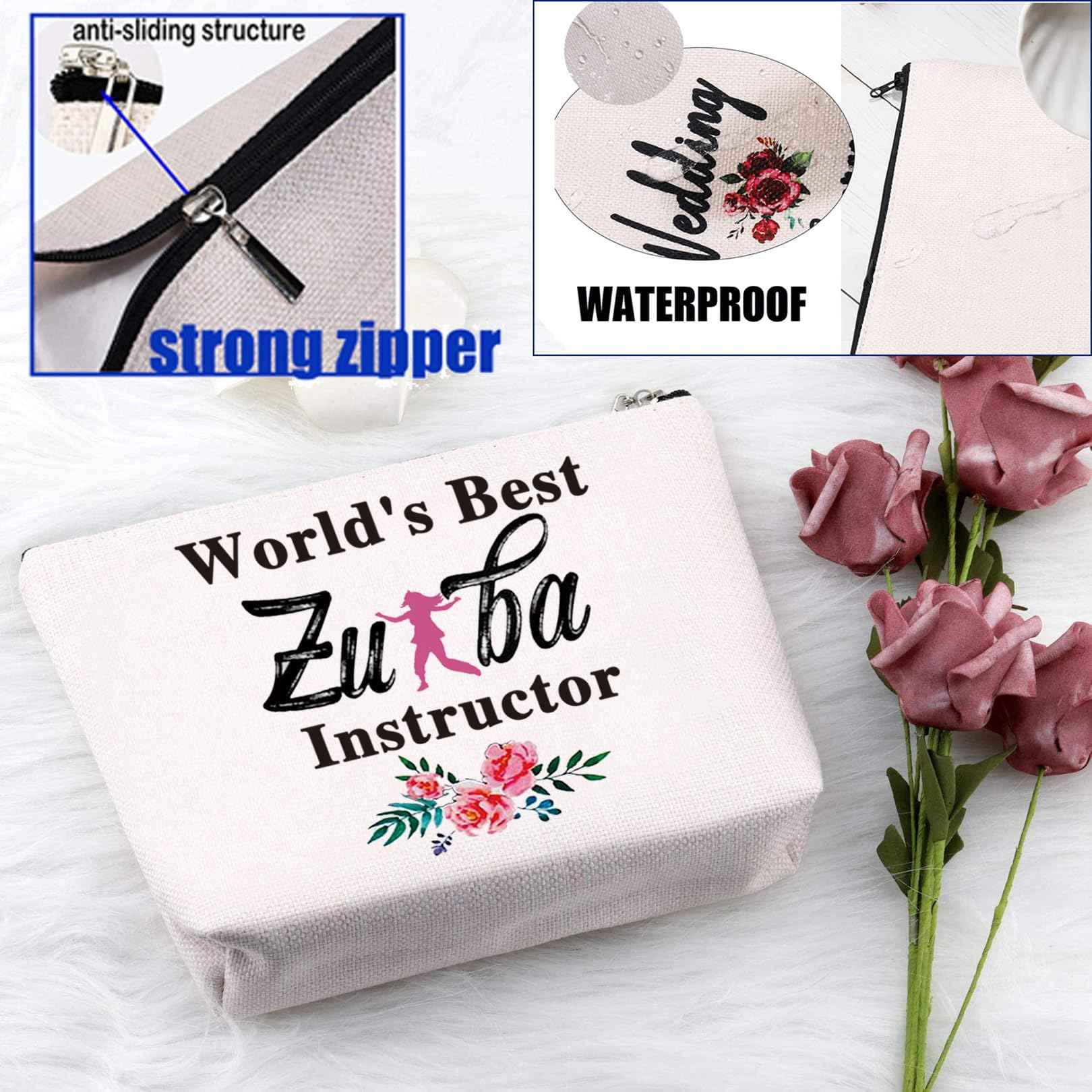 PXTIDY World's Best Zumba Instructor Makeup Bag Zumba Teacher Gift Zumba Dance Teacher Appreciation Gifts Cosmetic Bag (Best Zumba)
