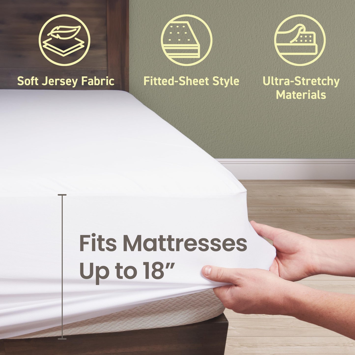 SafeRest 100% Waterproof Queen Size Mattress Protector - Fitted with Stretchable Pockets - Machine Washable Cotton Mattress Cover for Bed