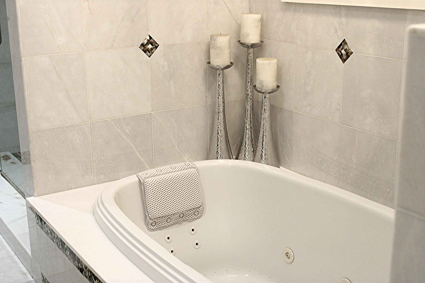 Luxurious Memory Foam Spa Bath Pillow for Tub Neck and Back Support - 8 Suction Cups, Non-Slip Design, Soft Cushion for Relaxing Soaks, by Dependable Industries (Pack of 2)