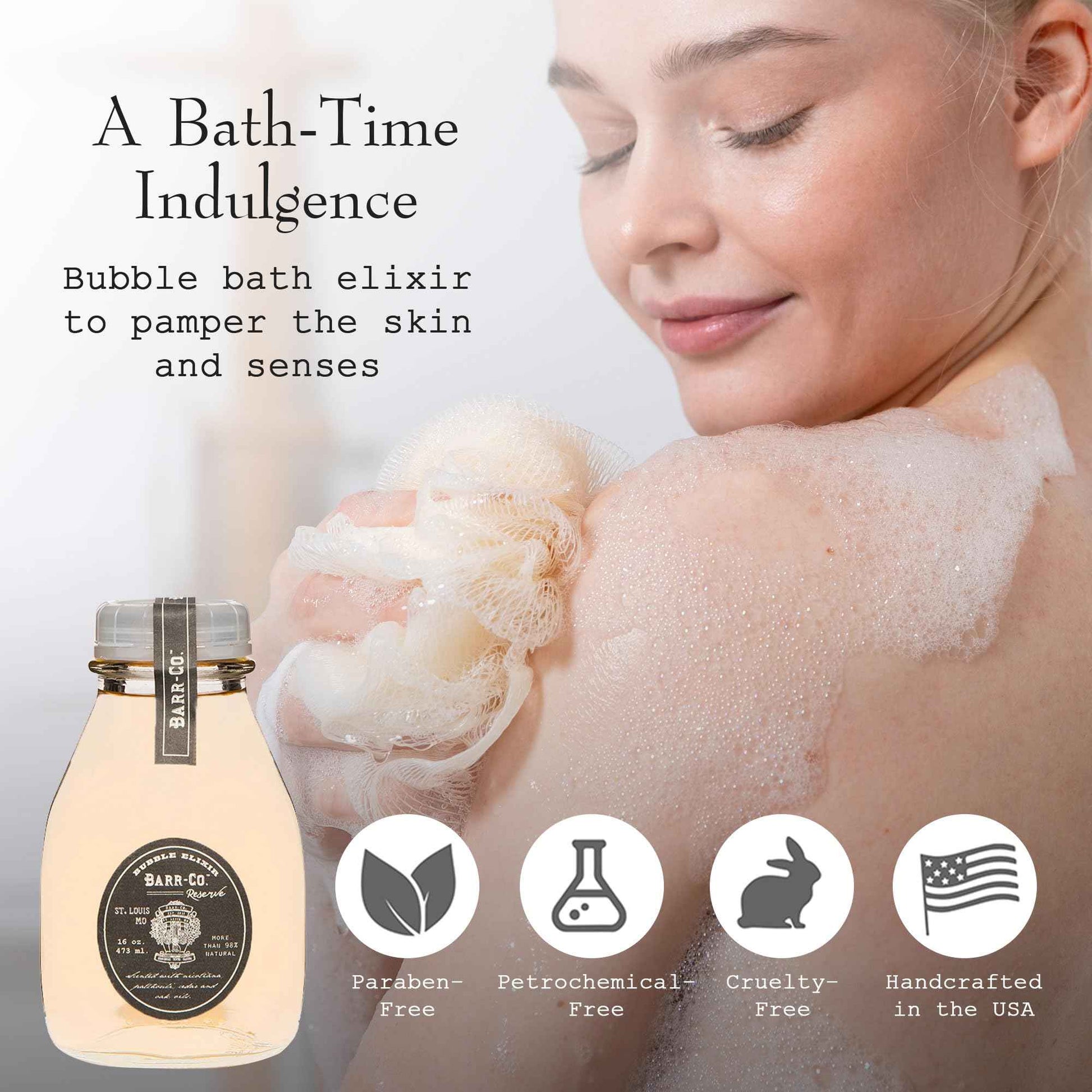 Barr-Co. Reserve Bubble Bath Elixir, Woody and Earthy Bath Soap, Relaxing Bath Products for Women & Men, Natural Bath Soak, 16 fl oz