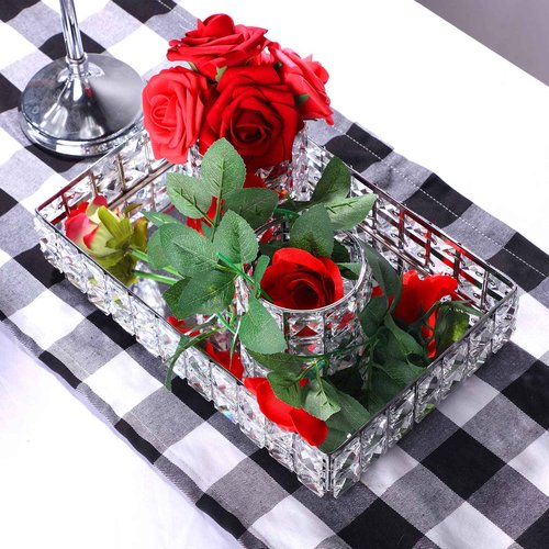 3 Pieces Crystal Makeup Brush Holder Organizer Vanity Makeup Tray Set, 2 Pcs Crystal Bling Cosmetics Brushes Cup 1 Storage Jewelry Trinket Tray Bathroom Sink Vanity Trays, 11.81 x 7.87 x 2.76 Inch