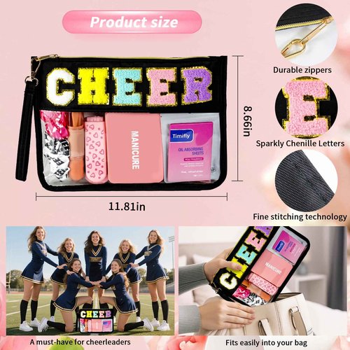 Bumaeu Cheerleading Essentials Kit Over 70 Pieces with Emergency Supplies and Waterproof Makeup Bag