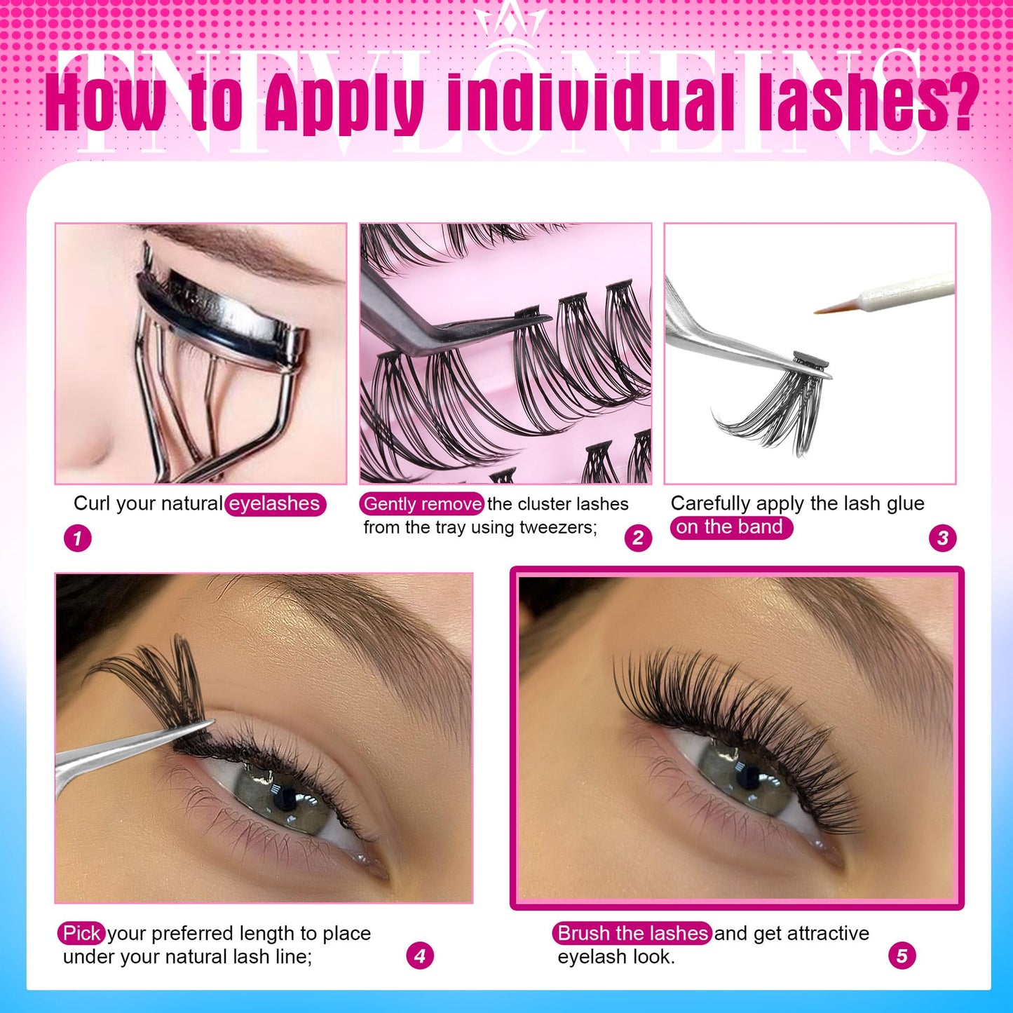 Cluster Lashes Individual Lash Extensions 360Pcs Eyelash Extension D Curl Lash Clusters 30D/40D Cluster Lashes by TNFVLONEINS (30D+40D-D-0.07)