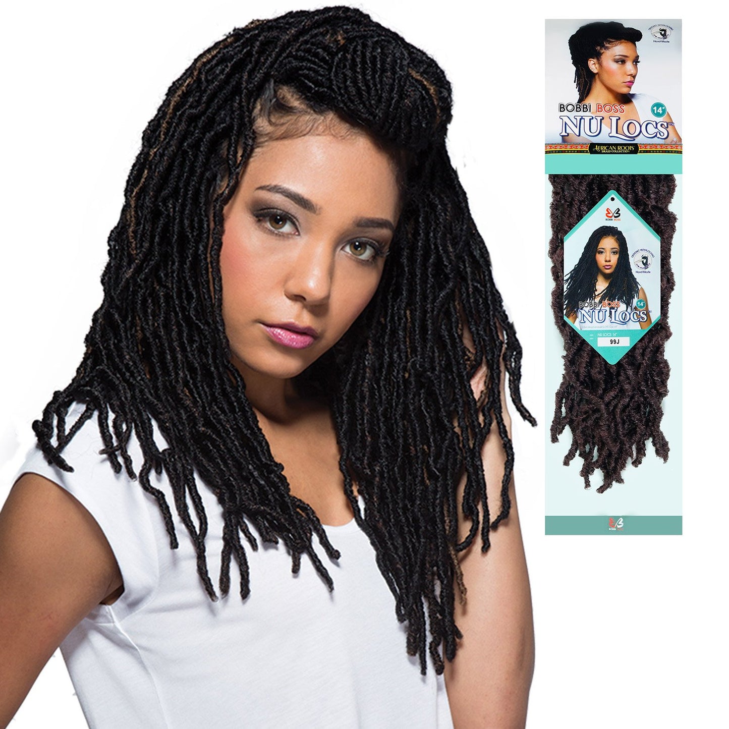 Bobbi Boss Synthetic Hair Crochet Braids African Roots Braid Collection Nu Locs 14" (6-PACK, M1B/30)