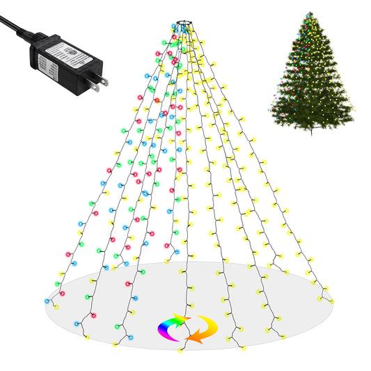 Christmas Tree Lights,Warm White & Multicolor 11 Lighting Modes Christmas Fairy Tree Lights,350LED,10FT x 10 Lines Christmas String Lights for Xmas Tree Decoration