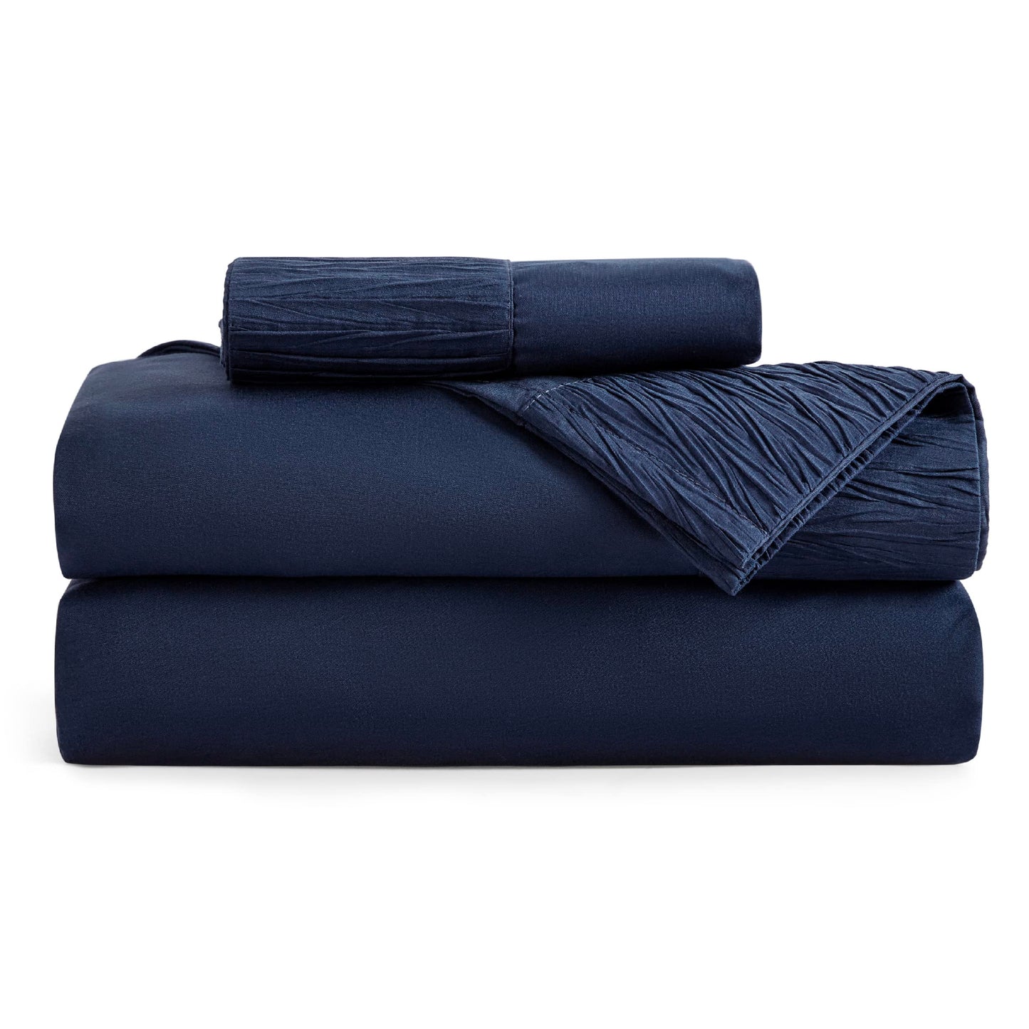 Bedsure Twin Sheets Set Navy - Soft Twin Bed Sheets, 3 Pieces Hotel Luxury Twin Sheets, Easy Care Polyester Microfiber Cooling Bed Sheet Set