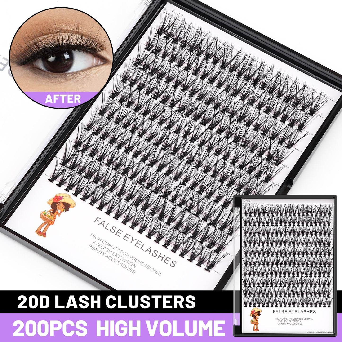 Bodermincer 20D 8-20mm To Choose 8-10-12-14mm MIX/14-16-18-20mm MIX rofessional Makeup Individual Cluster Eyelashes Grafting Fake False Eyelashes Eyelash Extension Individual Eyelash Bunche (20D-13mm)