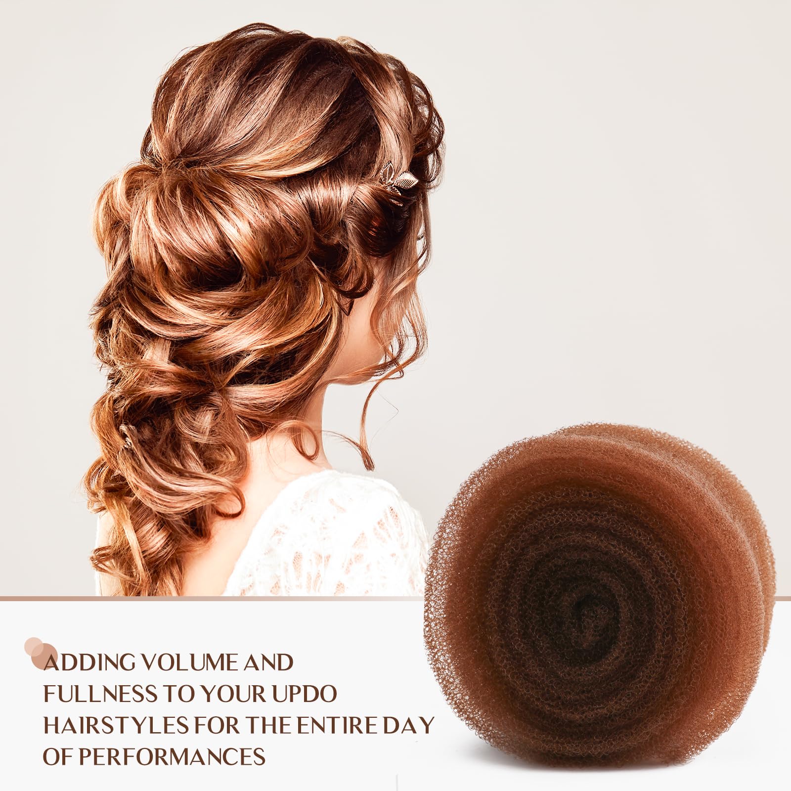 YGQQOY Updo Hair Filler,Hair Padding,Hair Sponge for Updo, Hair Donuts for Updos,Volume Hair Bumps it Tool and Hairpins, Light Brown