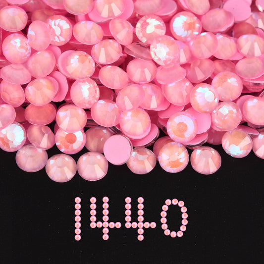 Blinginbox Flatback Glass Rhinestones,Luminous Gems 1440pcs Non Hotfix Crystal Rhinestones for Nail Crafts Clothes Tumblers Face Makeup,Lt.Pink AB Luminous,SS20