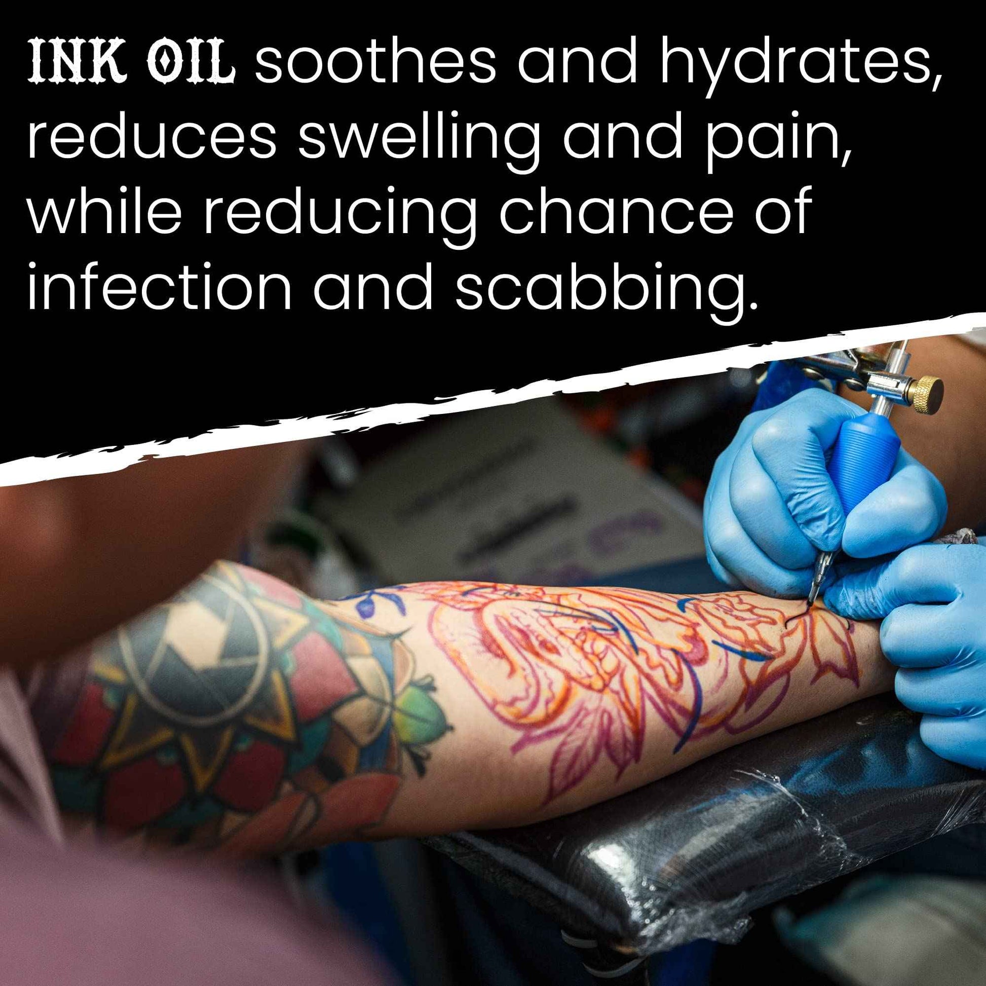 Ink Oil Tattoo Aftercare Oil - Hydrates & Anti-Fade Healing Balm/Moisturizer - 100% Natural - Reduces Swelling, & Scabbing - Soothing Tattoo Care for Healing & Long-Lasting Colors - 1 oz