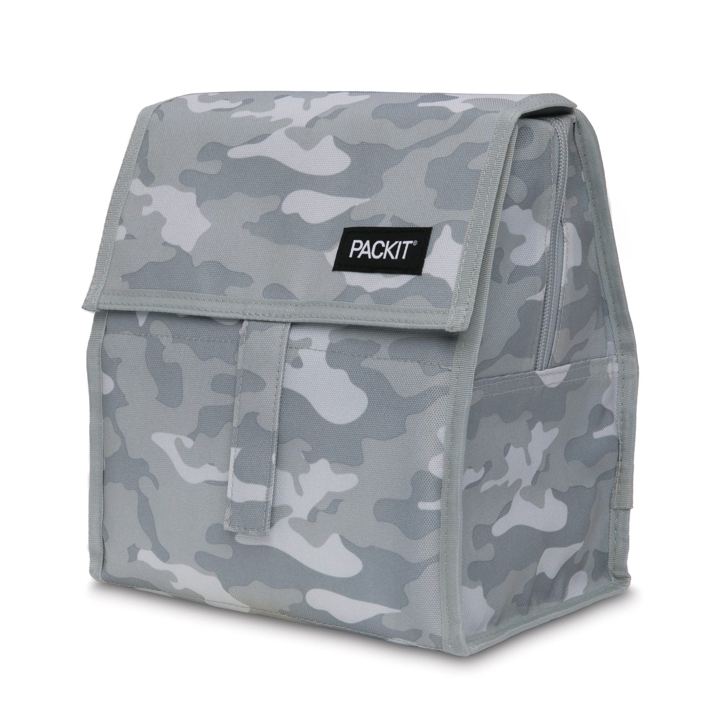 PackIt Freezable Lunch Bag, Tonal Camo Gray, Built with EcoFreeze Technology, Foldable, Reusable, Zip and Velcro Closure with Buckle Handle, Great for Fresh Lunches