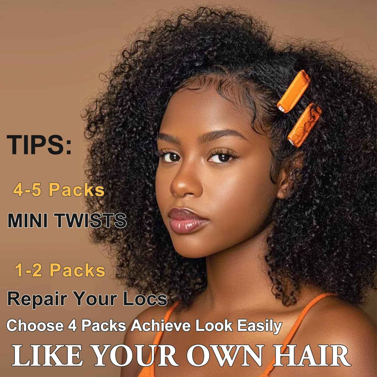 14 Inch Afro Kinky-Curly Human Hair Bulk for Twist Honey Brown Human Kinkyhair for Mini Twist,Dreadlocks Extensions