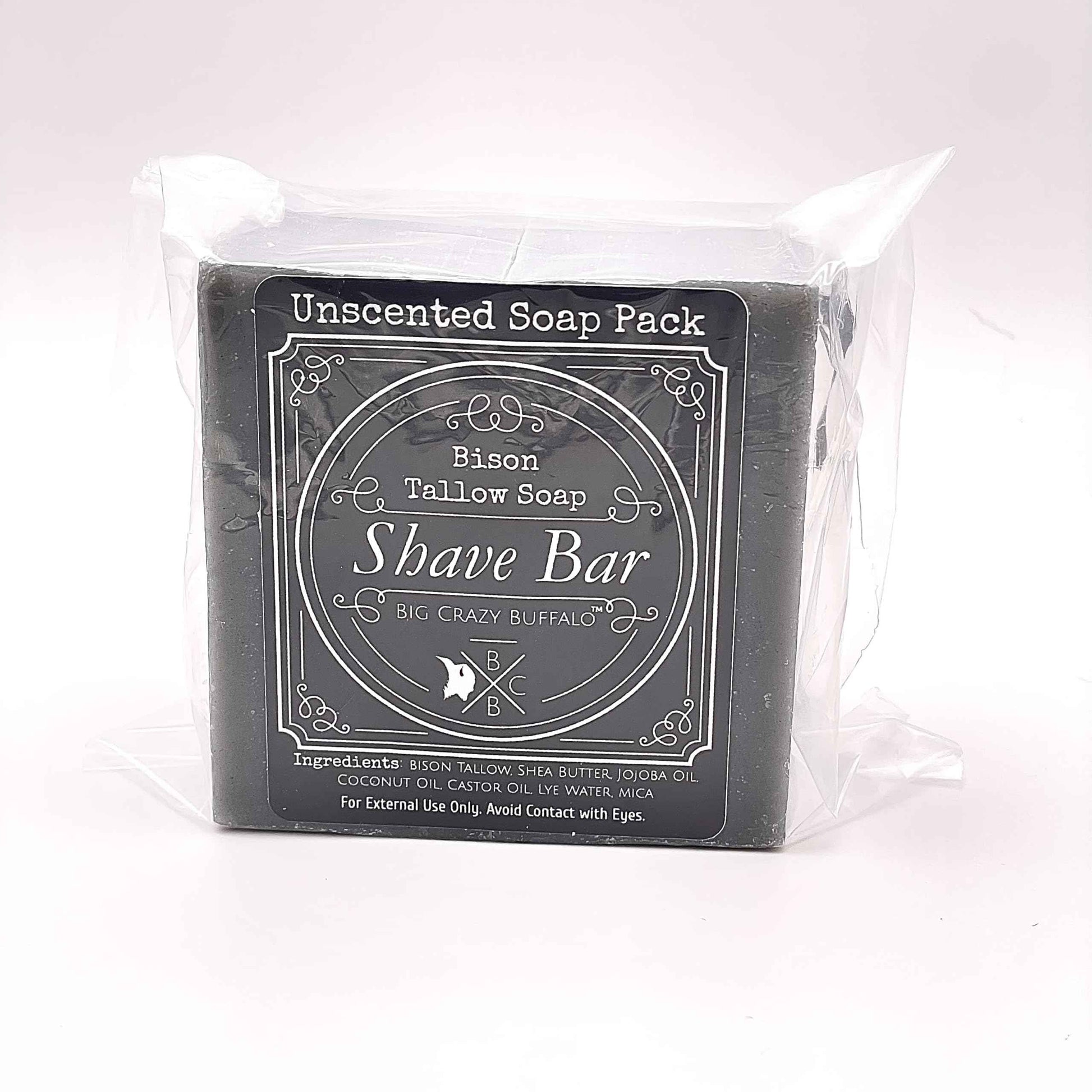 Big Crazy Buffalo Bison Tallow Buff Shave Bar, Unscented, (2 pack) - Razor Friendly, Moisturizing, Glides, Soothes, and Naturally Derived - No Dyes, Chemicals, Fragrances, Preservatives