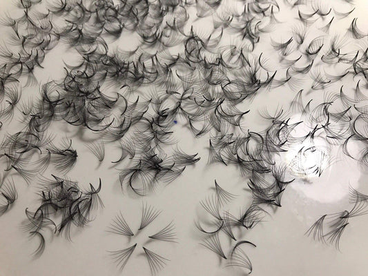 7D PREMADE (HAND MADE) FAN LASHES (500 FANS/TRAY) FOR EYELASH EXTENSION, C CURL AND D CURL, 0.07 THICKNESS, LENGTH FROM 10MM-15MM (D13mm7D)