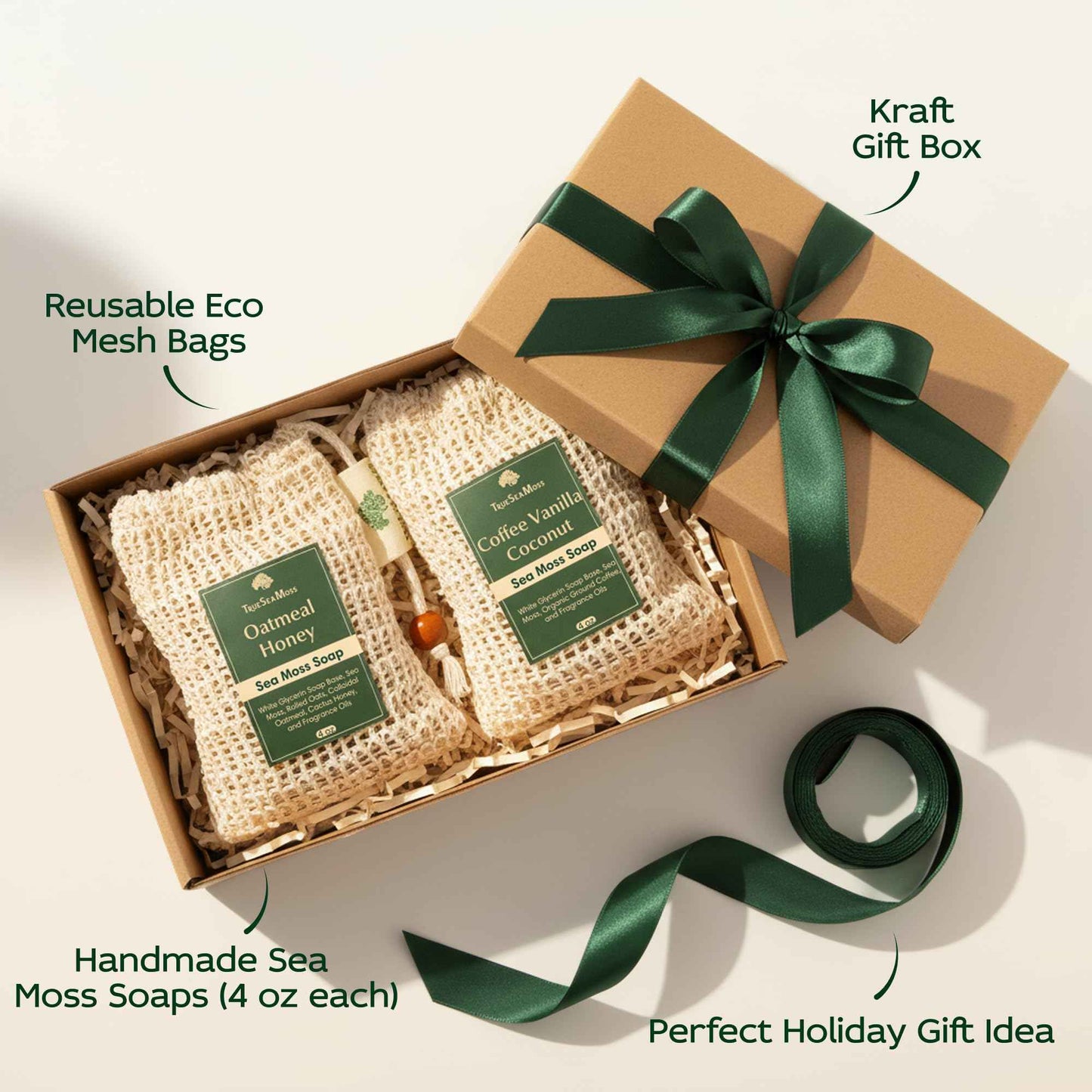 Sea Moss Soap Bar – Detoxifying Green Tea Matcha & Aloe Bergamot – All-Natural Handmade Soap for Sensitive Skin, Face & Body – Holiday Gift or Christmas Stocking Stuffer for Men & Women