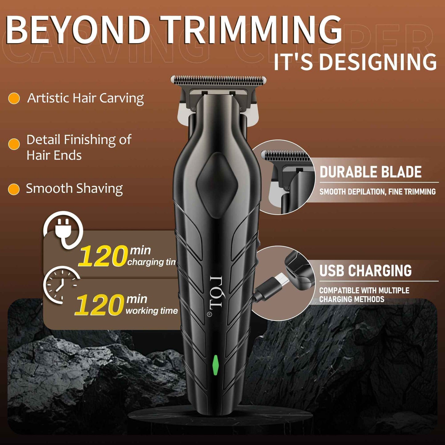 LQT Hair Clippers for Men, Cordless Hair & Beard Trimmer, USB Rechargeable, Lightweight Design for Smooth Operation, Low Noise Grooming Kit