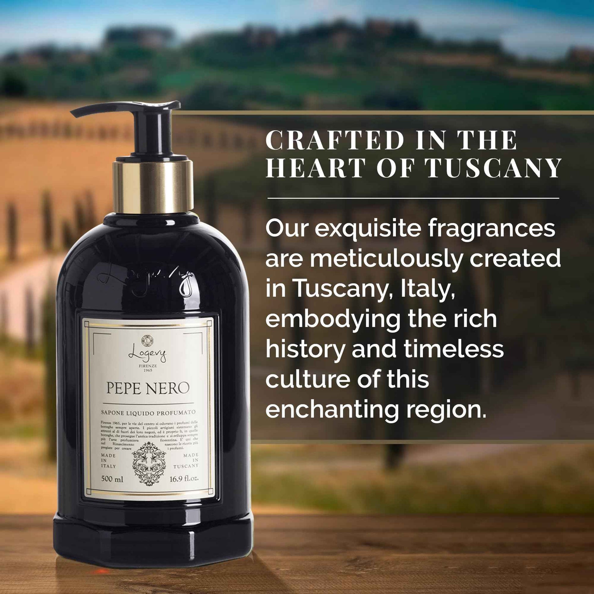 Logevy Pepe Nero Liquid Hand Soap – Mood Boosting Fragrance Made from the Best Skin-Friendly Ingredients Rich in Nutritional Properties for Hydrating and Soothing Action – 500ml