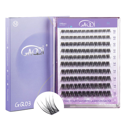 GAQQI Lash Clusters, Eyelash Clusters 120PCS C Curl Individual Lashes, Wispy cluster eyelash extension 10-16mm Mixed Length, Natural Looking Cluster Lashes （GQ03, C Curl, 10-16mm)